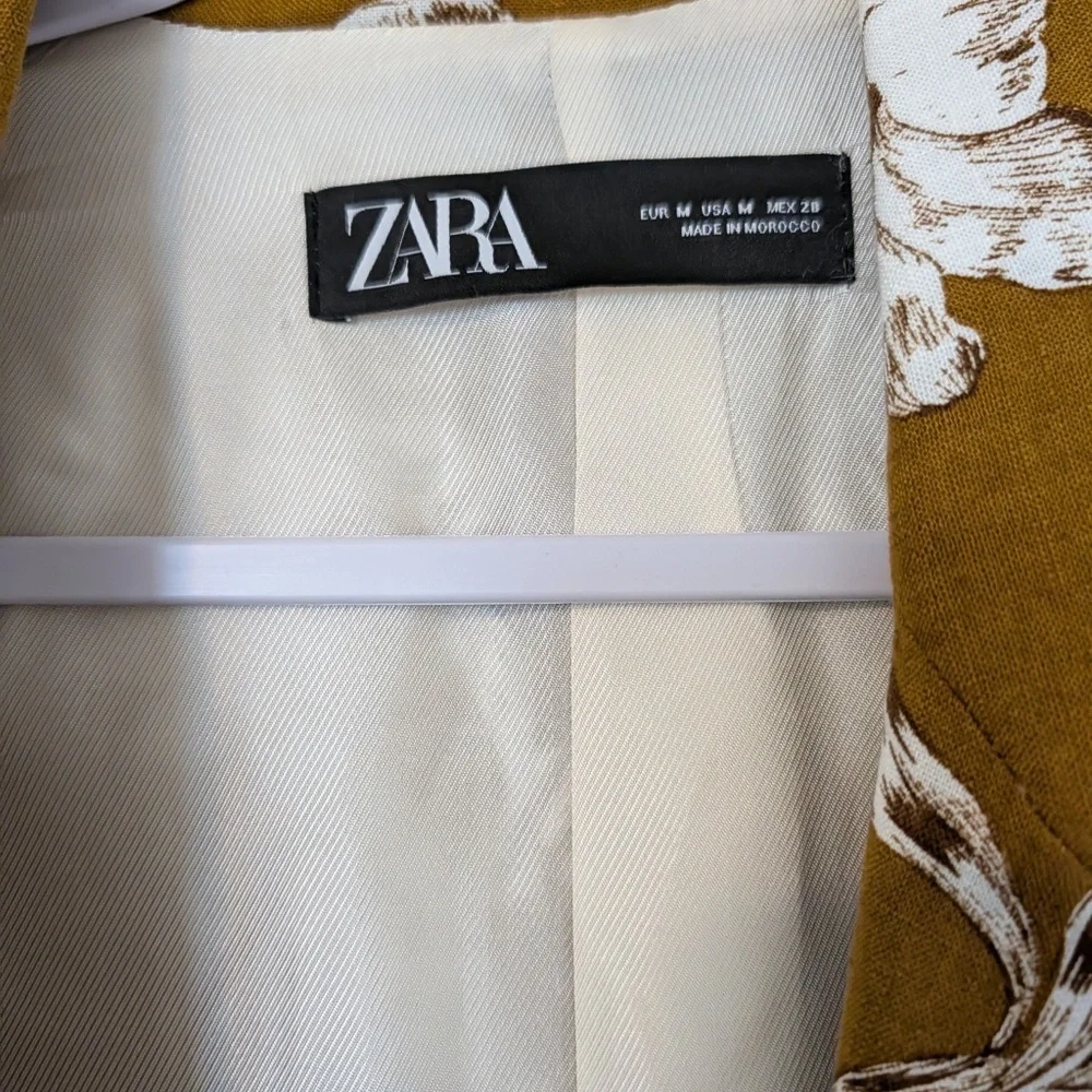 ZARA Dark Mustard Floral Print Blazer - Picture 9 of 10